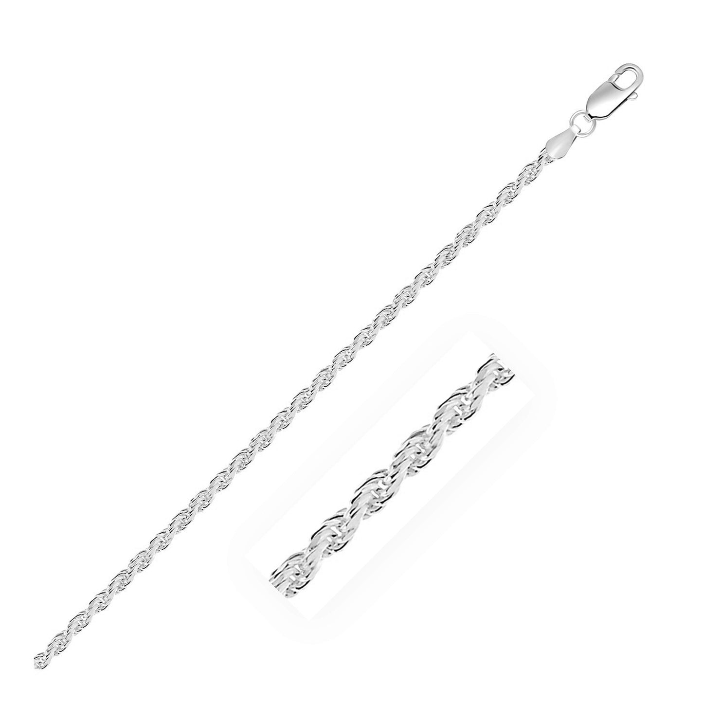 Sterling Silver Diamond Cut Rope Style Chain (2.90 mm) - The Best Accessory