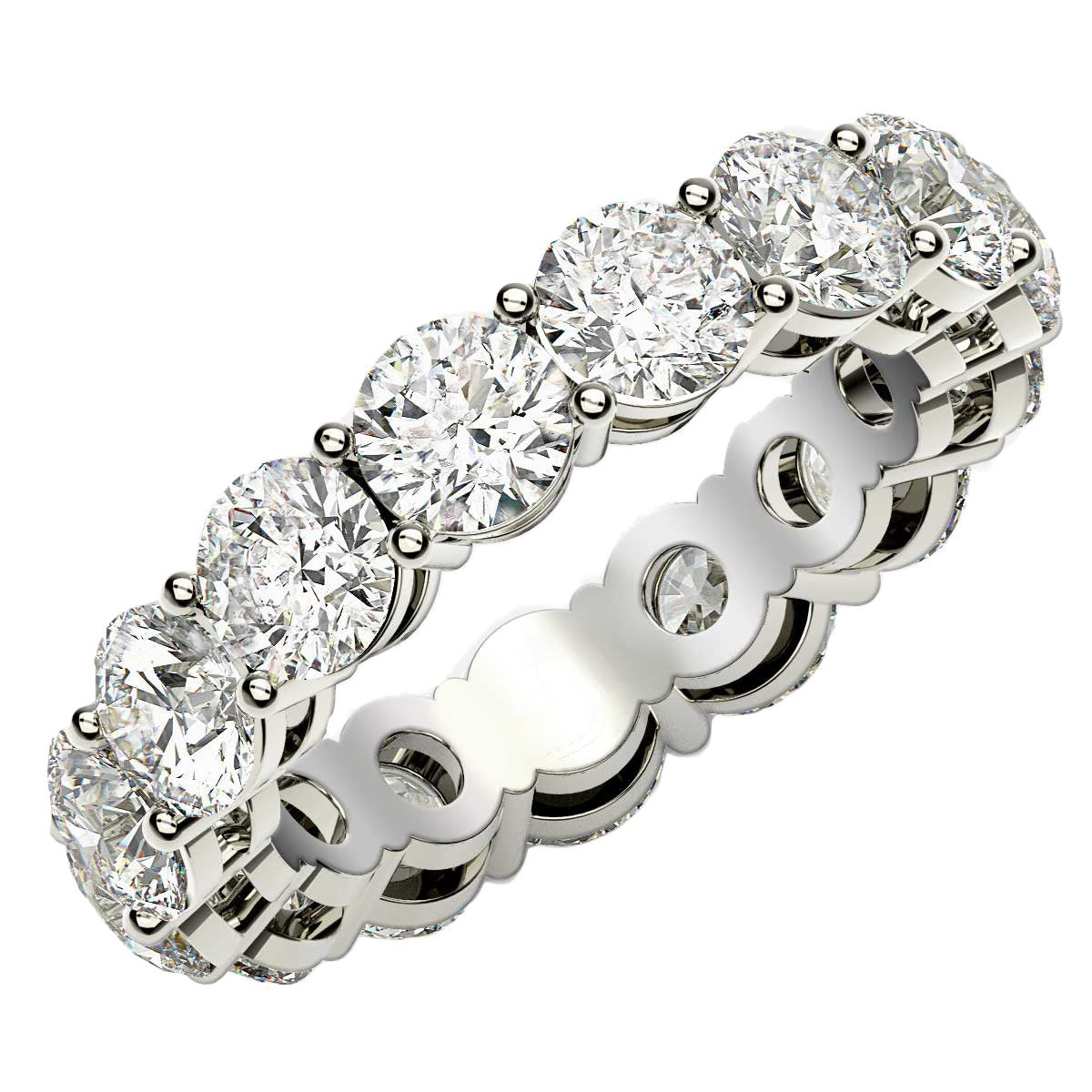 Round Cut Lab Grown Diamond Eternity Ring in 14k White Gold (5 cttw FG/VS2) - The Best Accessory