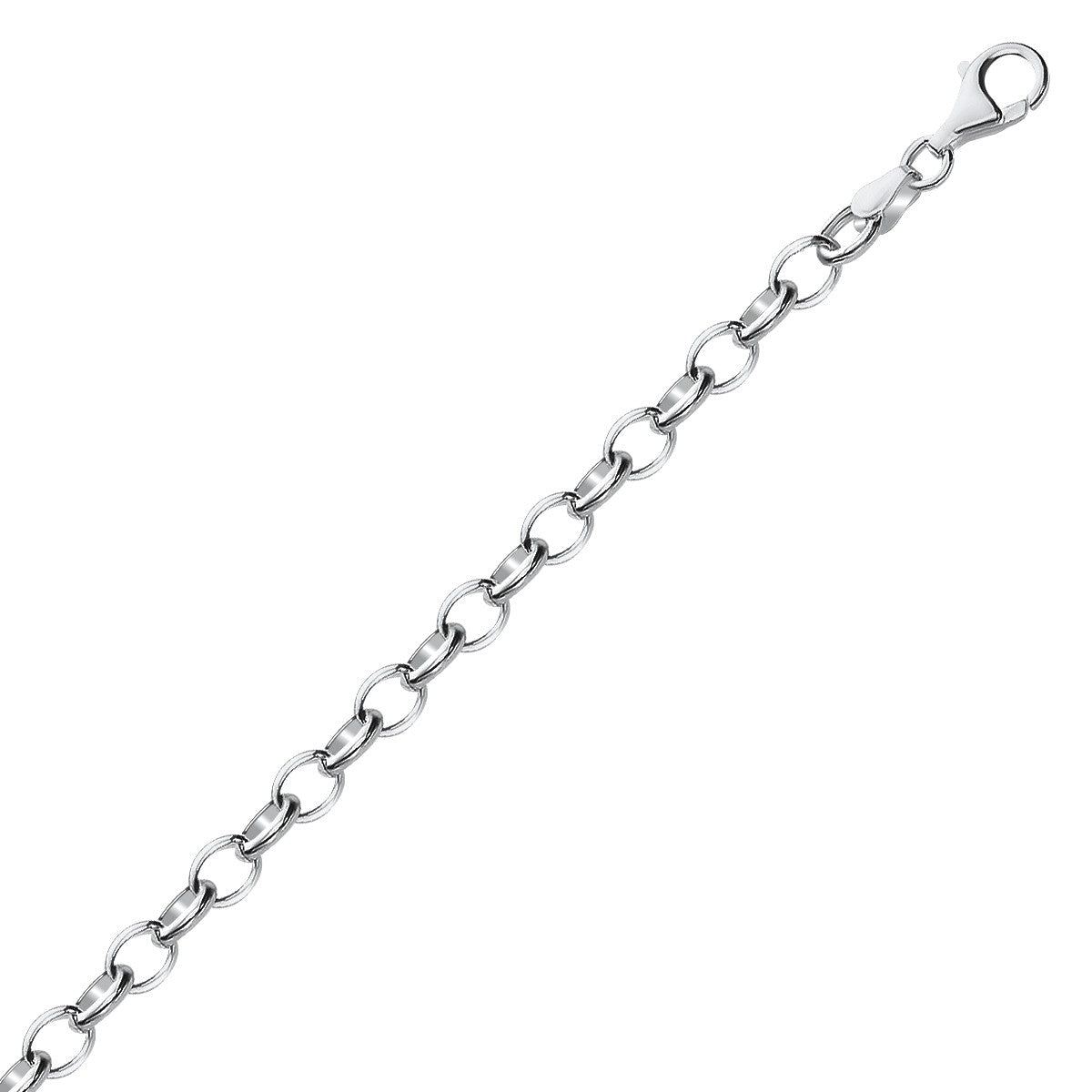 Sterling Silver Polished Charm Bracelet with Rhodium Plating (5.10 mm) - The Best Accessory