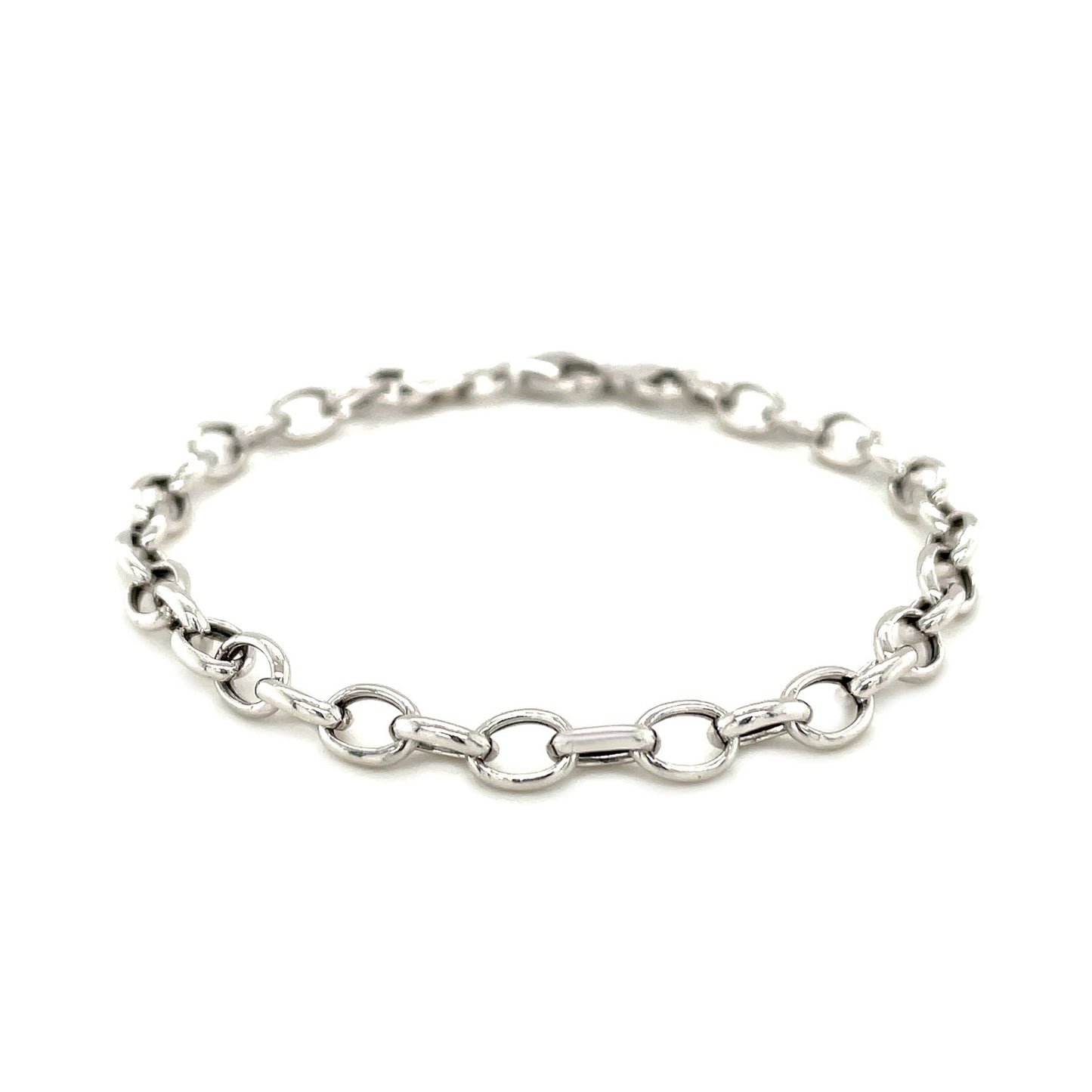 Sterling Silver Polished Charm Bracelet with Rhodium Plating (5.10 mm) - The Best Accessory