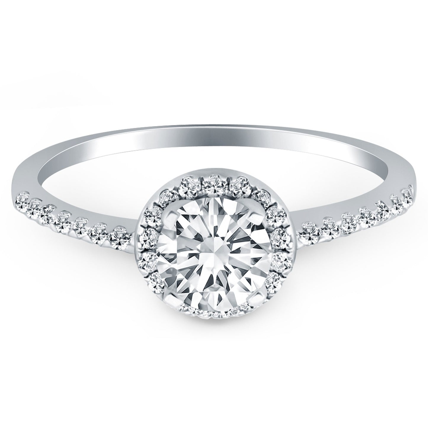 14k White Gold Diamond Halo Collar Engagement Ring - The Best Accessory