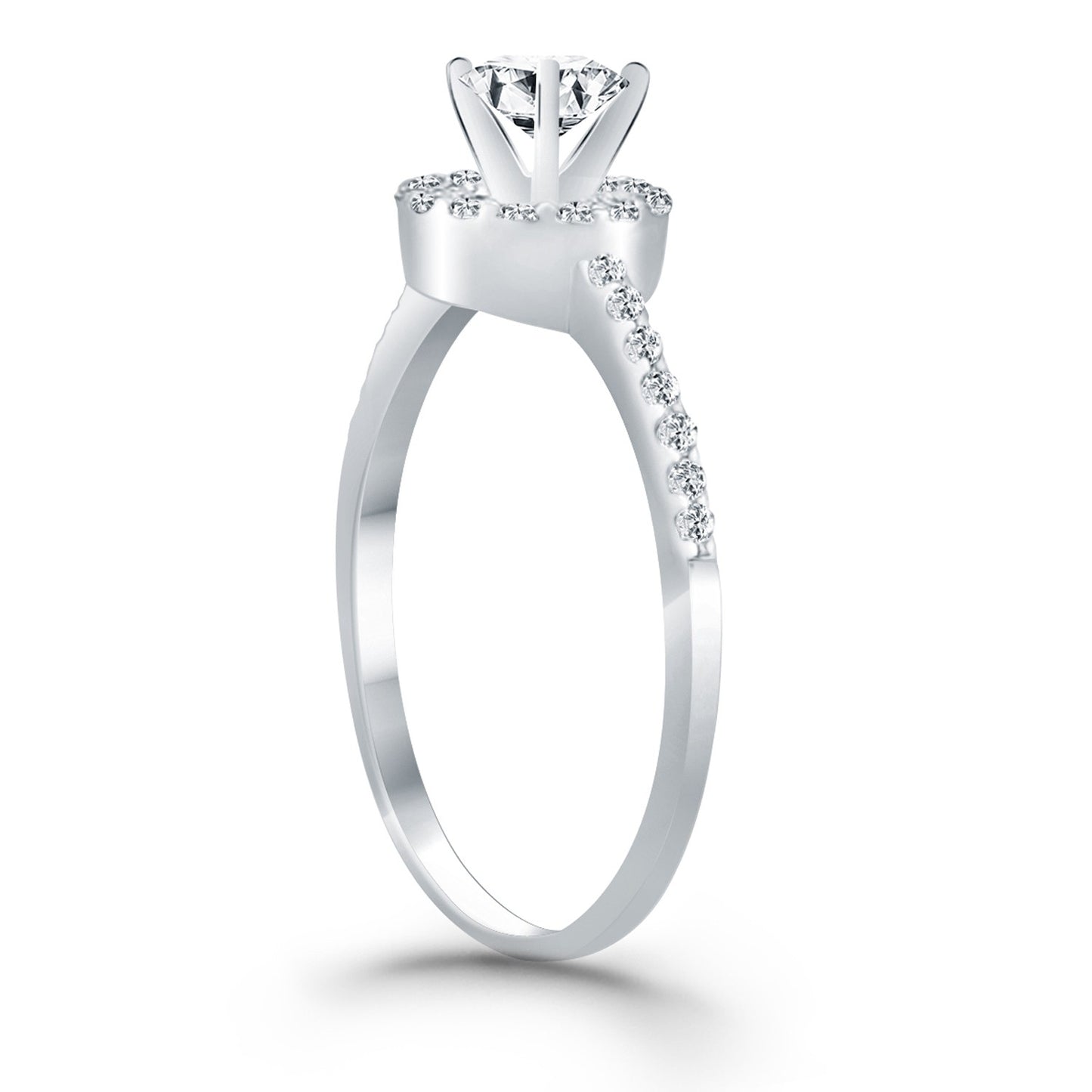14k White Gold Diamond Halo Collar Engagement Ring - The Best Accessory