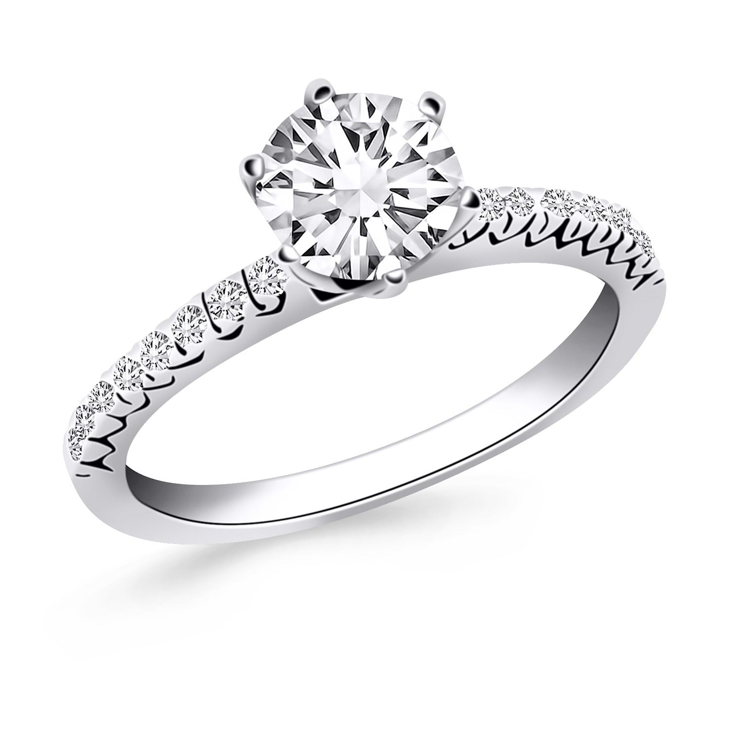 14k White Gold Engagement Ring with Fishtail Diamond Accents - The Best Accessory