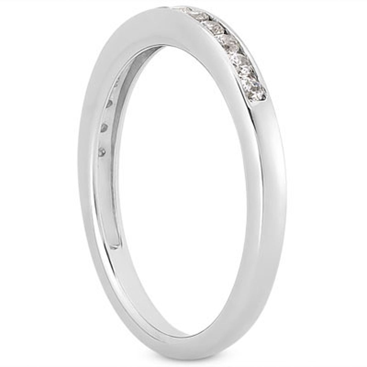 14k White Gold Channel Set Diamond Wedding Ring Band Set 1/3 Around - The Best Accessory
