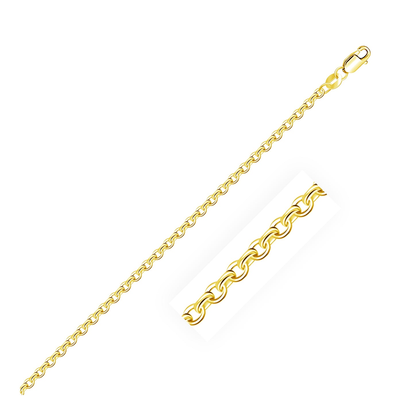 14k Yellow Gold Diamond Cut Cable Link Chain (2.20 mm) - The Best Accessory