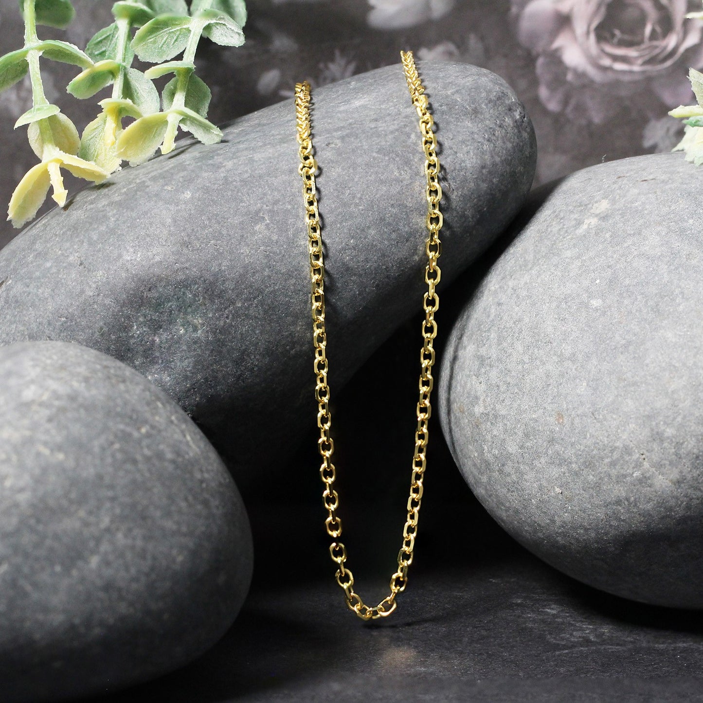 14k Yellow Gold Diamond Cut Cable Link Chain (2.20 mm) - The Best Accessory