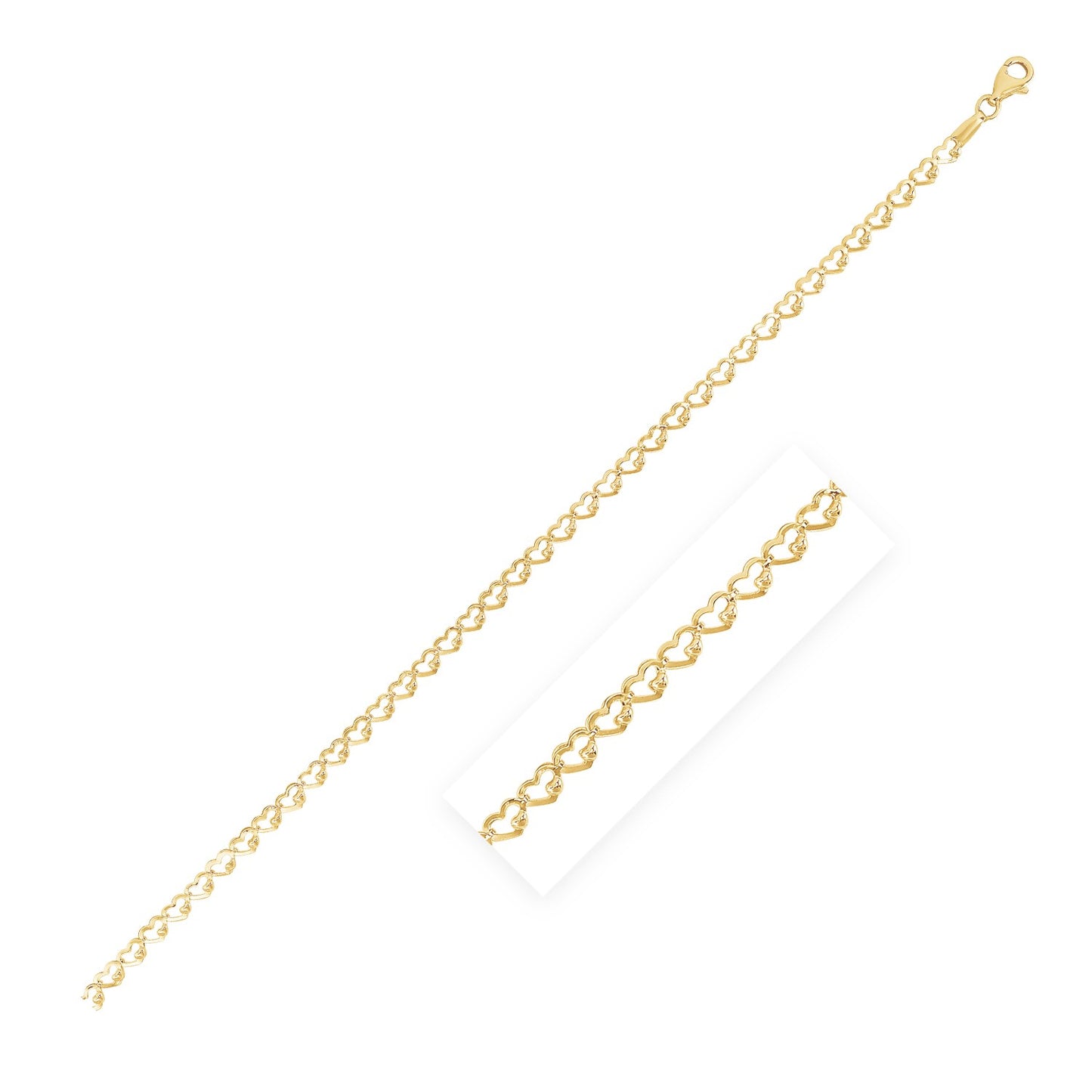 14k Yellow Gold High Polish Heart Link Chain (3.20 mm) - The Best Accessory
