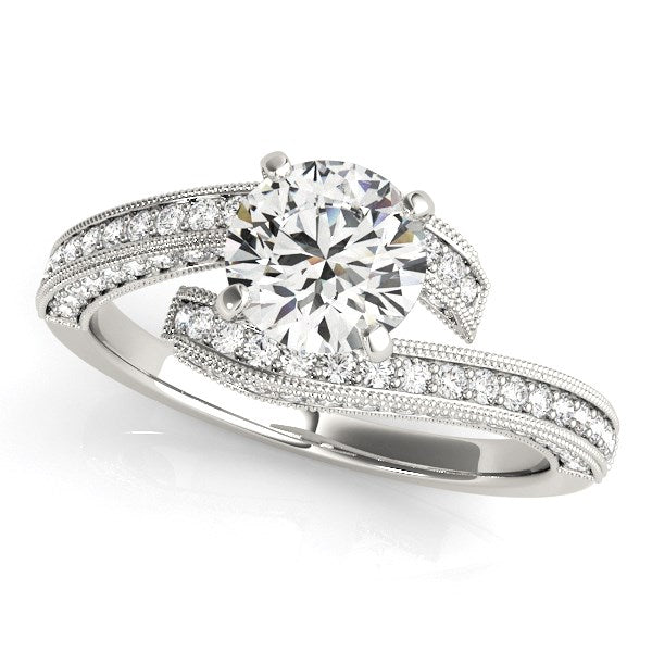 14k White Gold Round Diamond Bypass Style Engagement Ring (1 1/2 cttw) - The Best Accessory