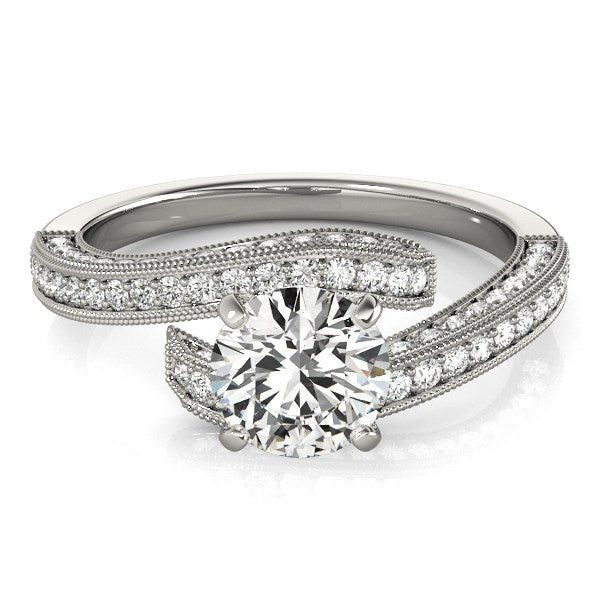 14k White Gold Round Diamond Bypass Style Engagement Ring (1 1/2 cttw) - The Best Accessory