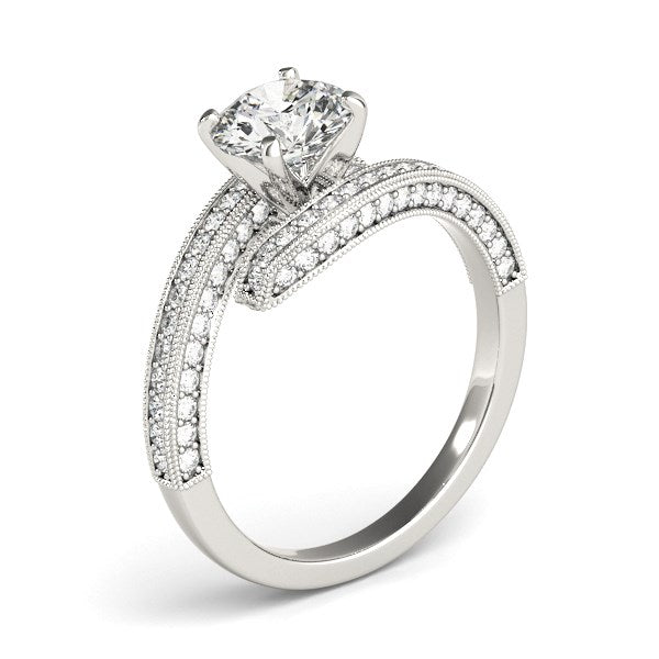 14k White Gold Round Diamond Bypass Style Engagement Ring (1 1/2 cttw) - The Best Accessory