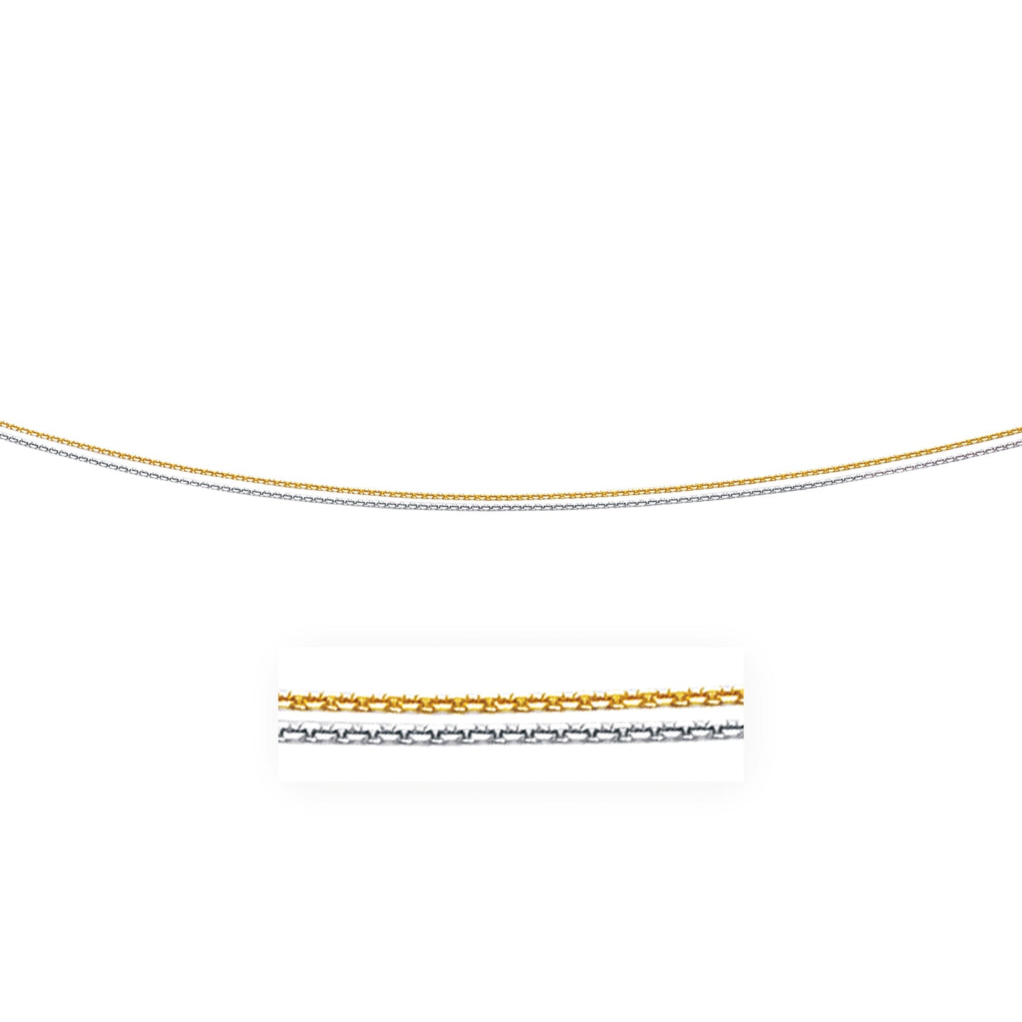 14k TwoTone Double Strand Cable Pendant Chain (1.1 mm) - The Best Accessory
