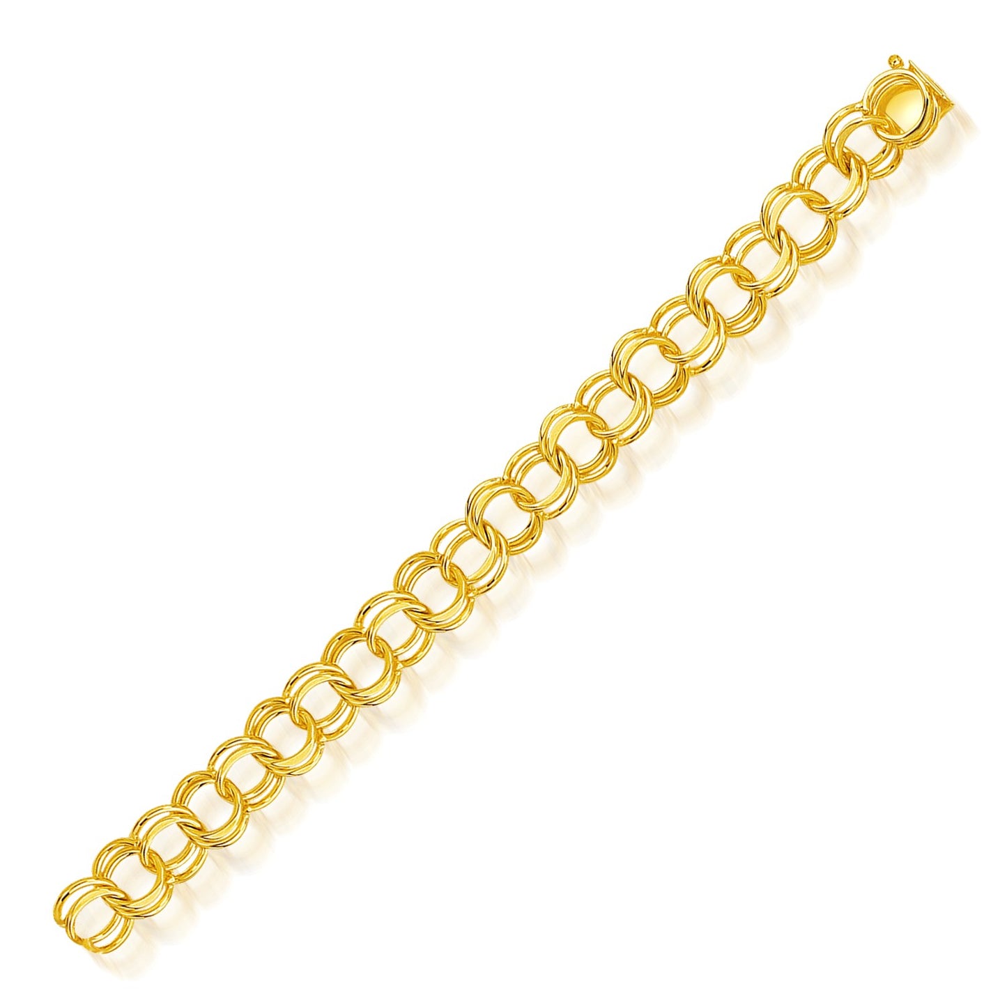14k Yellow Gold Solid Double Link Charm Bracelet (10.00 mm) - The Best Accessory