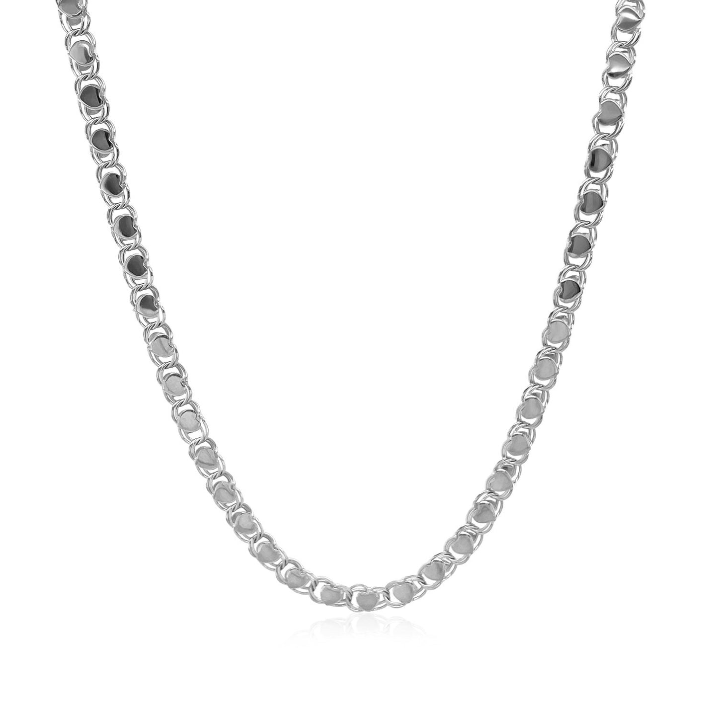 14k White Gold Heart Chain (3.00 mm) - The Best Accessory