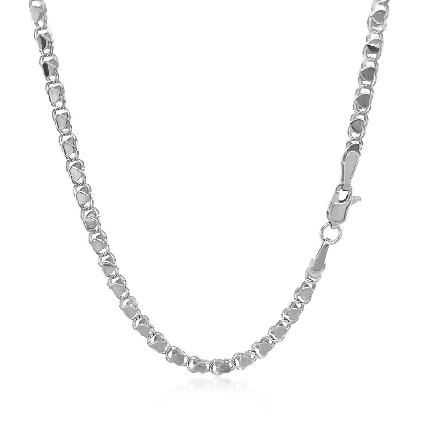 14k White Gold Heart Chain (3.00 mm) - The Best Accessory