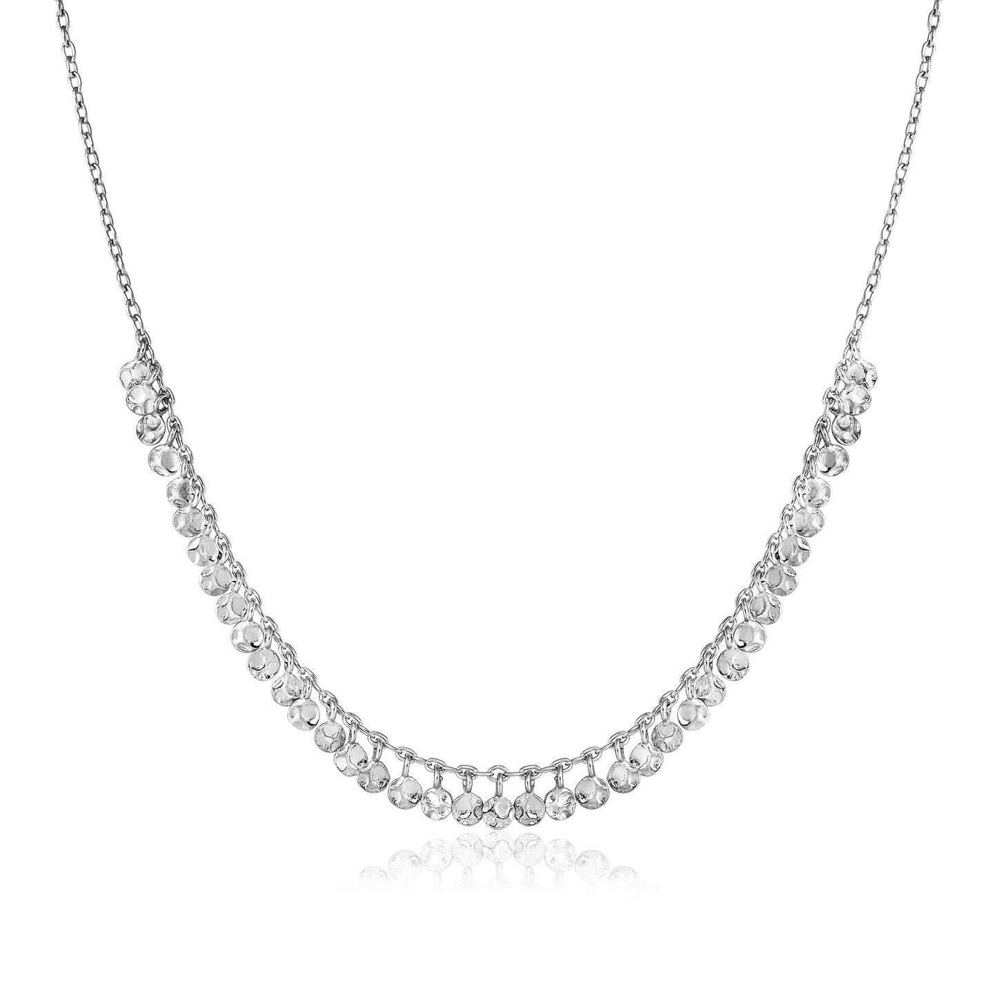 Sterling Silver 16 inch Necklace with Textured Beads - The Best Accessory