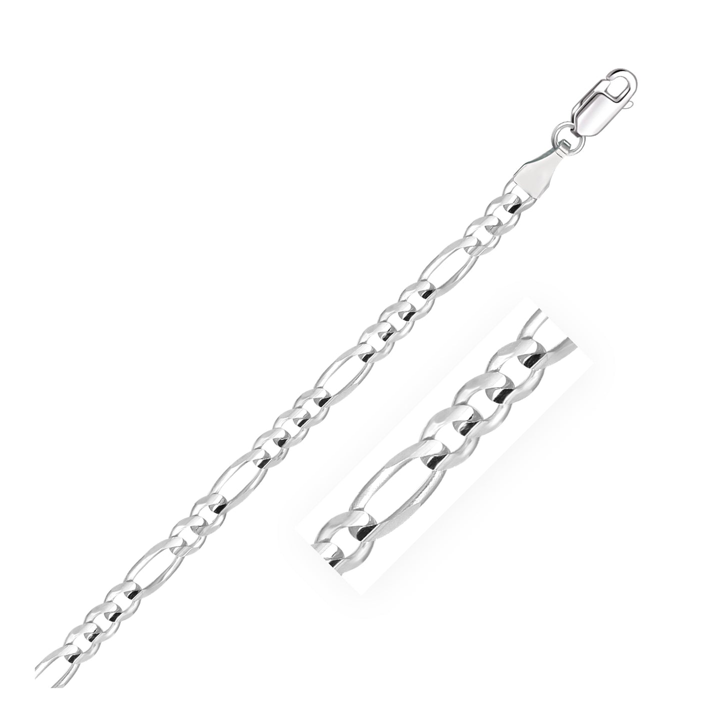 14k White Gold Solid Figaro Chain (4.50 mm) - The Best Accessory