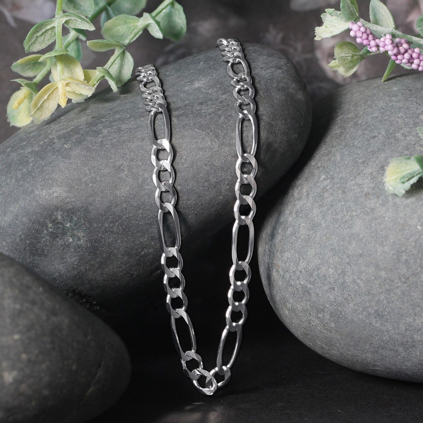 14k White Gold Solid Figaro Chain (4.50 mm) - The Best Accessory