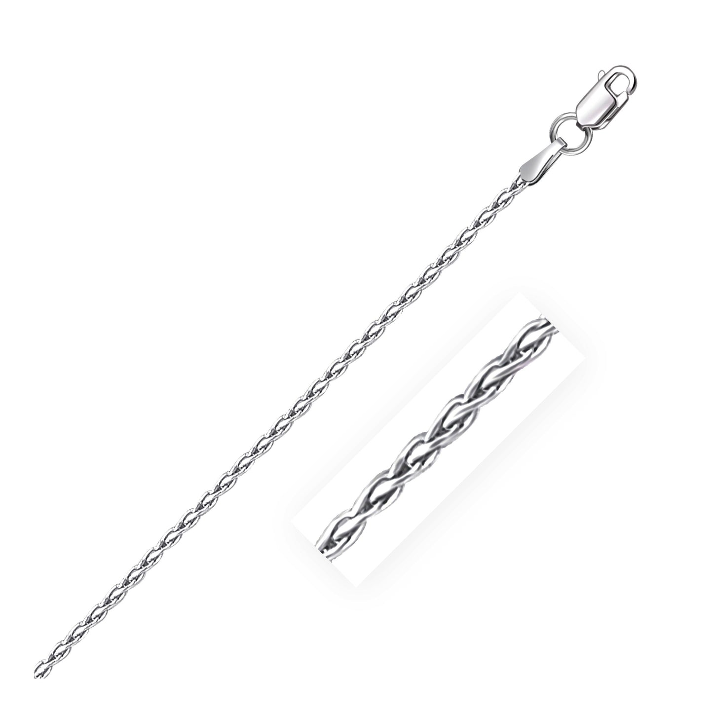 Sterling Silver Rhodium Plated Wheat Chain (1.50 mm) - The Best Accessory