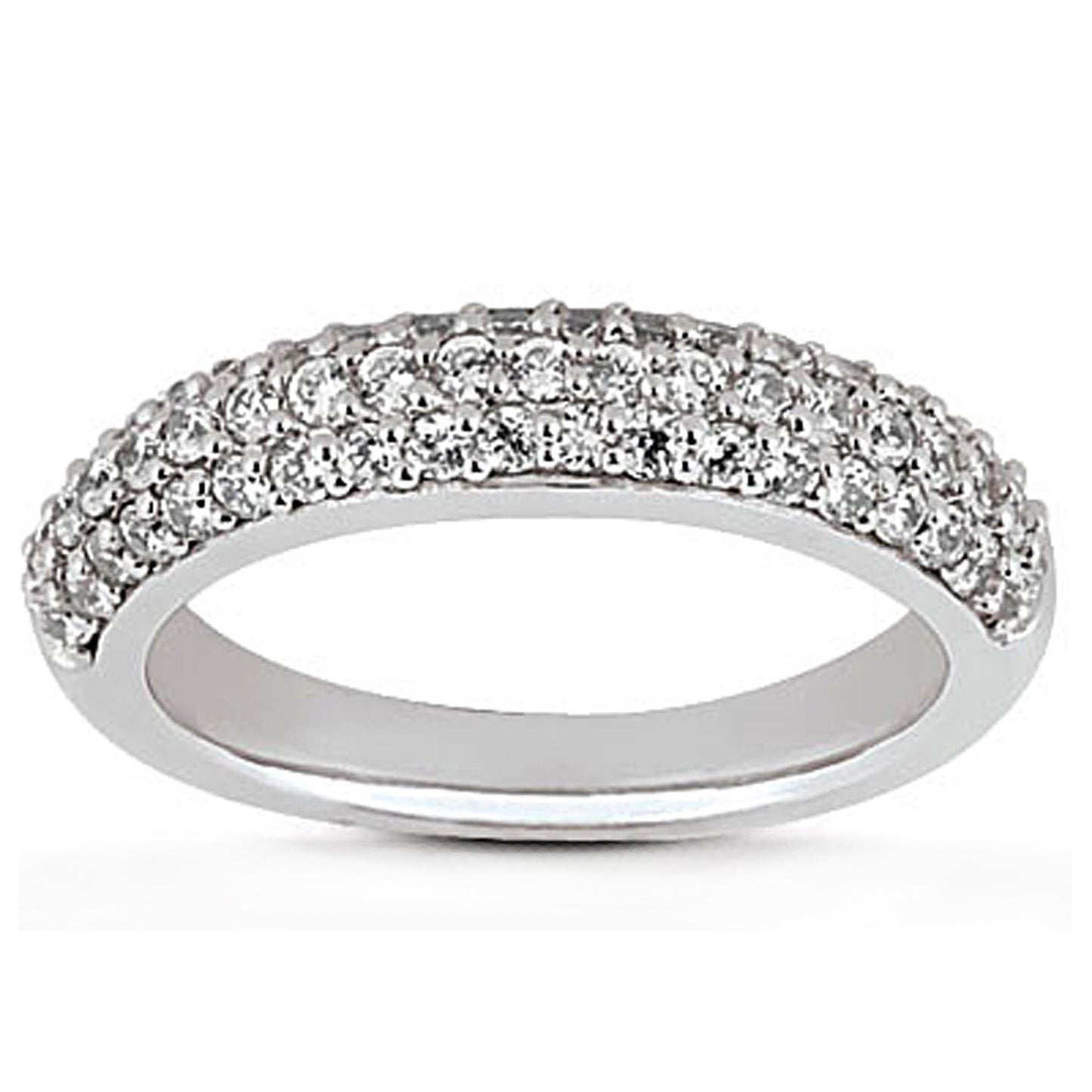 14k White Gold Triple Multi-Row Micro- Pave Diamond Wedding Ring Band - The Best Accessory