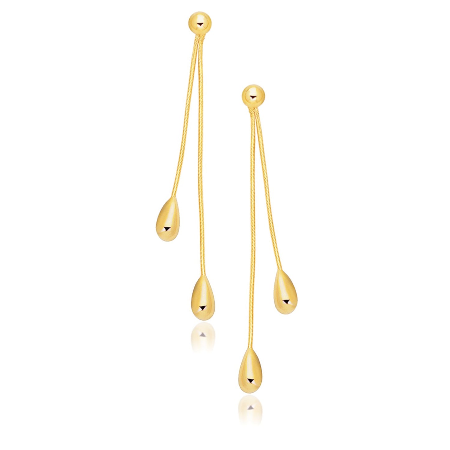 14k Yellow Gold Double Drop Long Earrings - The Best Accessory