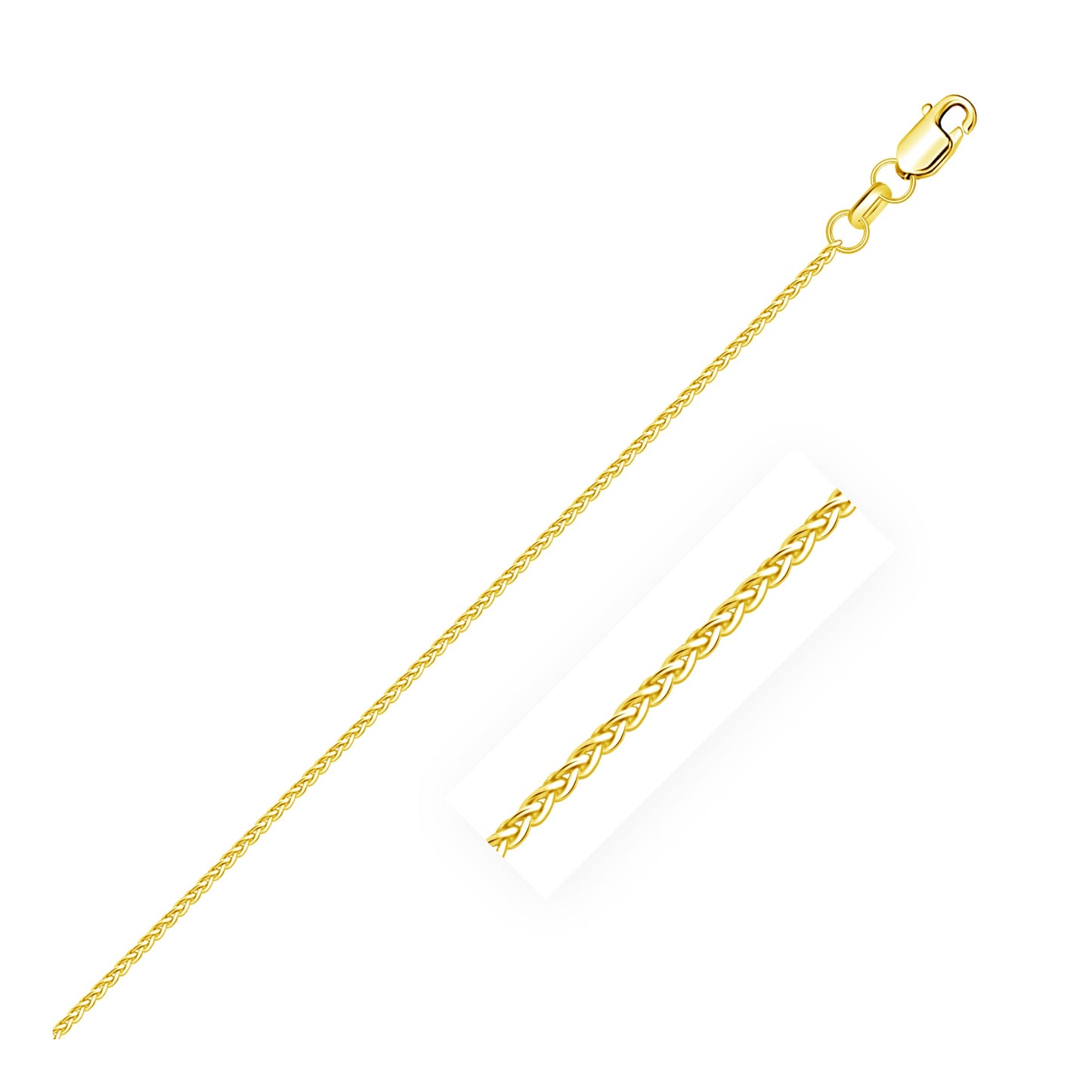 14k Yellow Gold Diamond Cut Round Wheat Chain (1.20 mm) - The Best Accessory