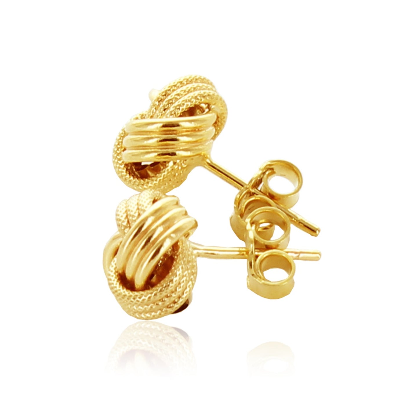 14k Yellow Gold Love Knot with Ridge Texture Earrings - The Best Accessory