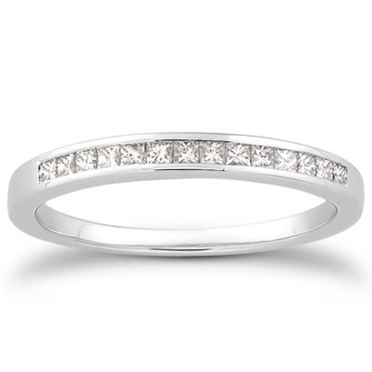 14k White Gold Channel Set Princess Diamond Wedding Ring Band - The Best Accessory