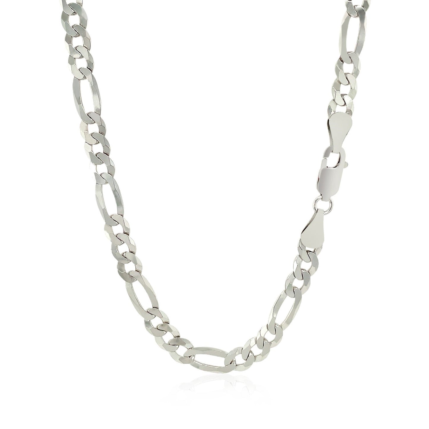 Rhodium Plated Sterling Silver Figaro Style Chain (5.40 mm) - The Best Accessory