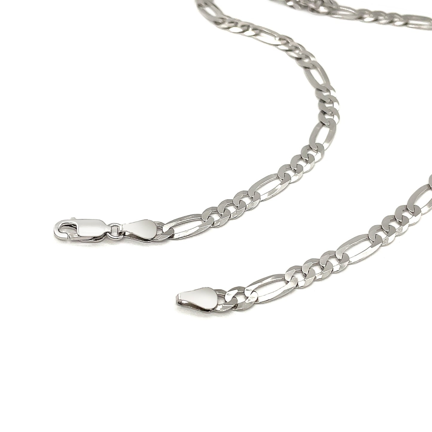 Rhodium Plated Sterling Silver Figaro Style Chain (5.40 mm) - The Best Accessory