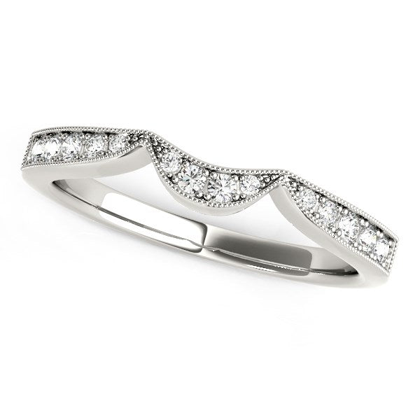 14k White Gold Milgrained Curved Wedding Diamond Band (1/6 cttw) - The Best Accessory