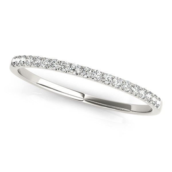 14k White Gold Slim Pave Set Diamond Wedding Band (1/8 cttw) - The Best Accessory
