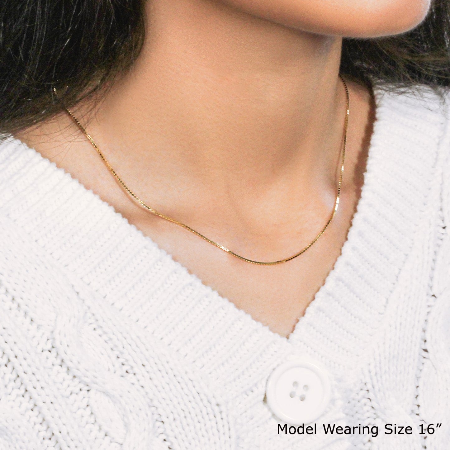 18k Yellow Gold Classic Box Chain (0.85 mm) - The Best Accessory