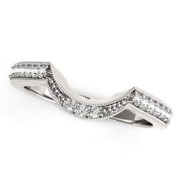 14k White Gold Round Diamond Curved Antique Wedding Band (1/4 cttw) - The Best Accessory