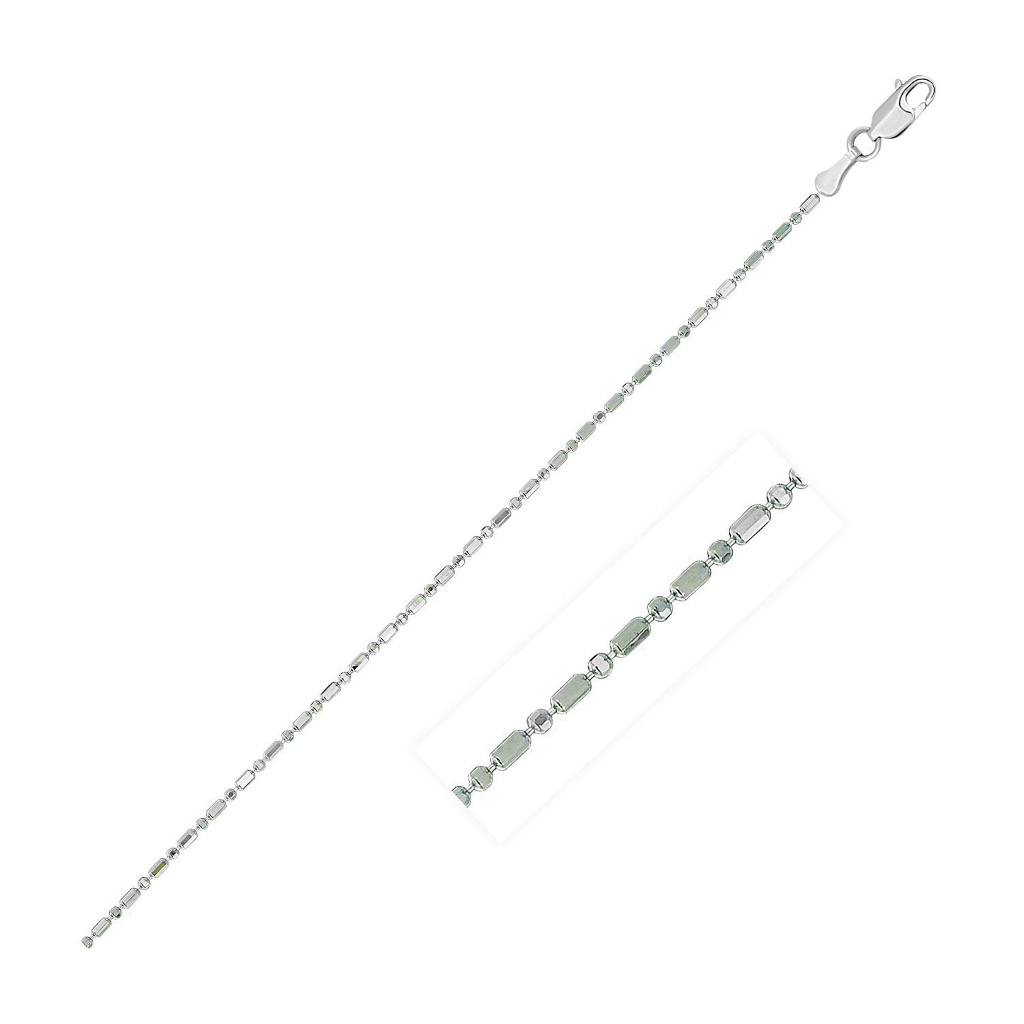 14k White Gold Diamond-Cut Bead Chain (0.90 mm) - The Best Accessory
