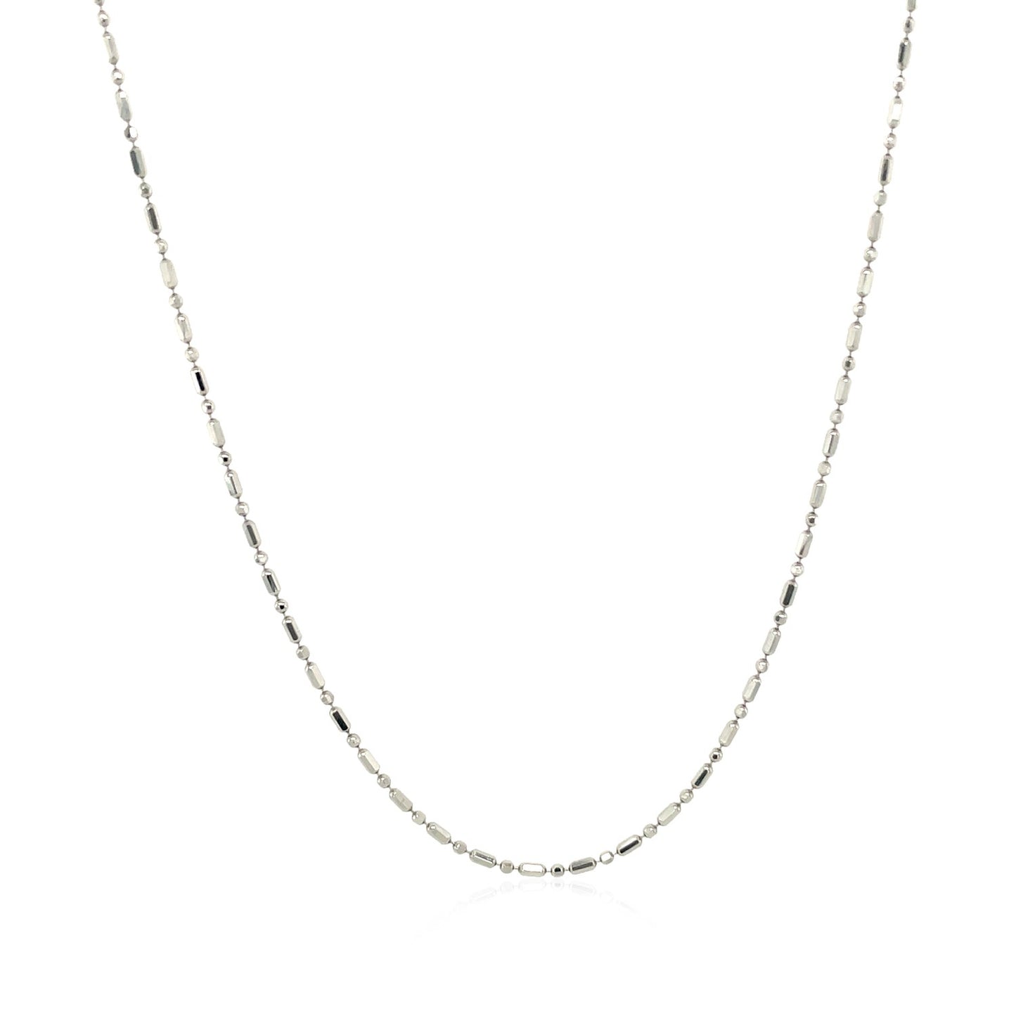 14k White Gold Diamond-Cut Bead Chain (0.90 mm) - The Best Accessory