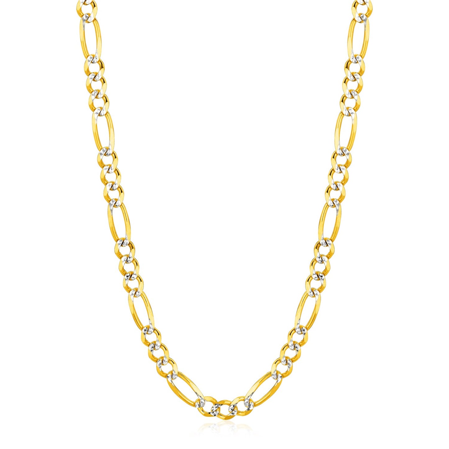 14K Yellow Gold Solid Pave Figaro Chain (5.90 mm) - The Best Accessory