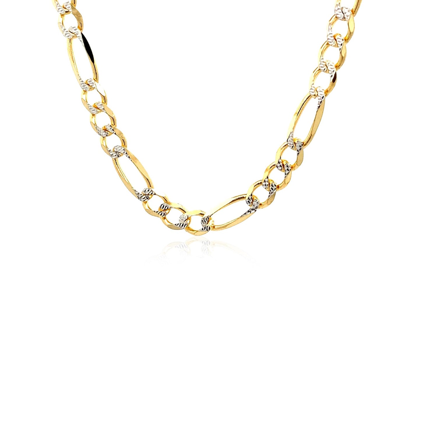 14K Yellow Gold Solid Pave Figaro Chain (5.90 mm) - The Best Accessory