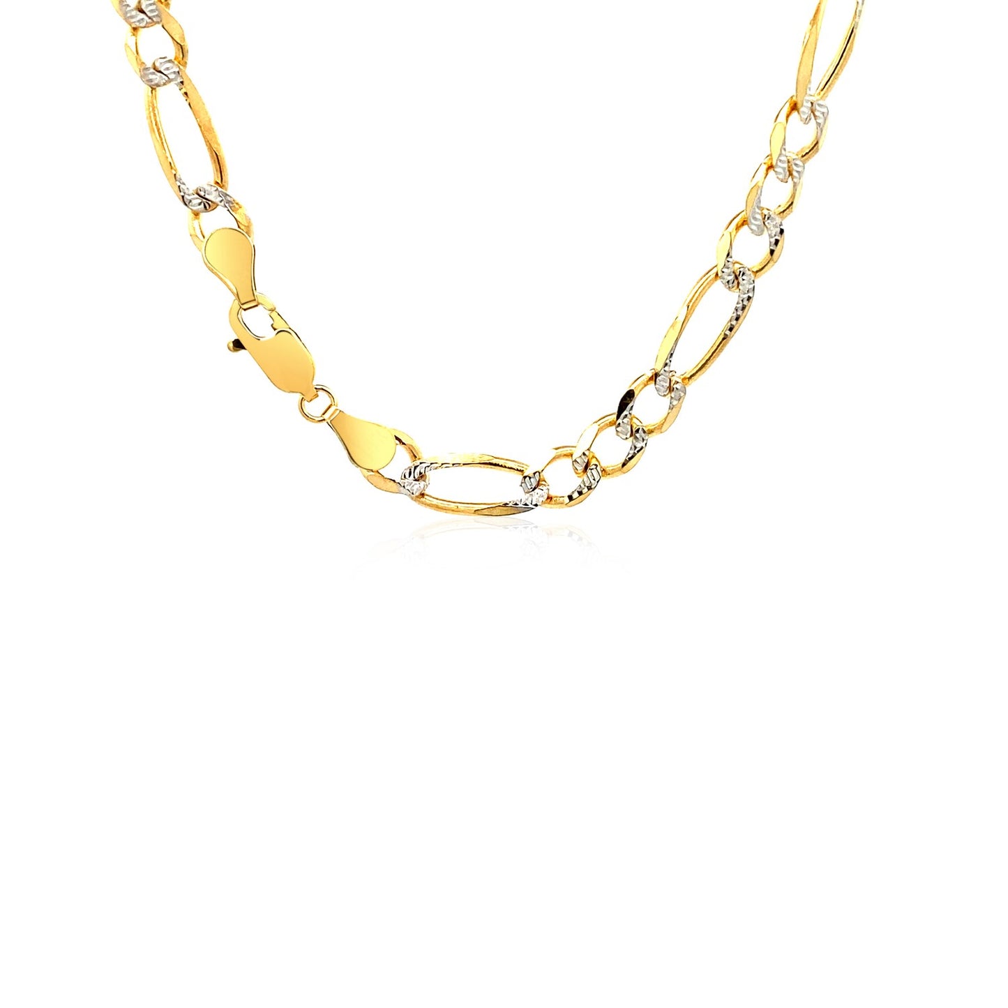 14K Yellow Gold Solid Pave Figaro Chain (5.90 mm) - The Best Accessory