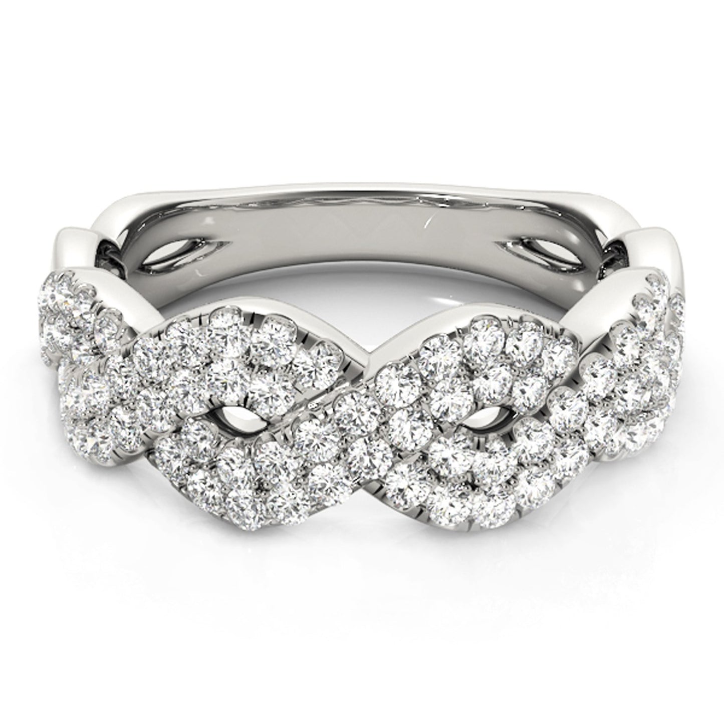 Diamond Studded Interlocking Waves Ring in 14k White Gold (5/8 cttw) - The Best Accessory