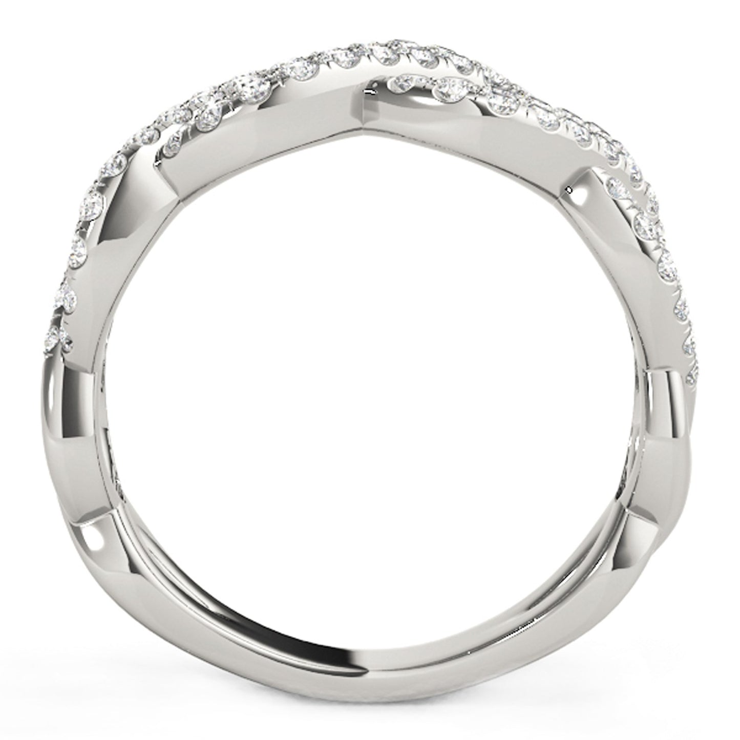 Diamond Studded Interlocking Waves Ring in 14k White Gold (5/8 cttw) - The Best Accessory