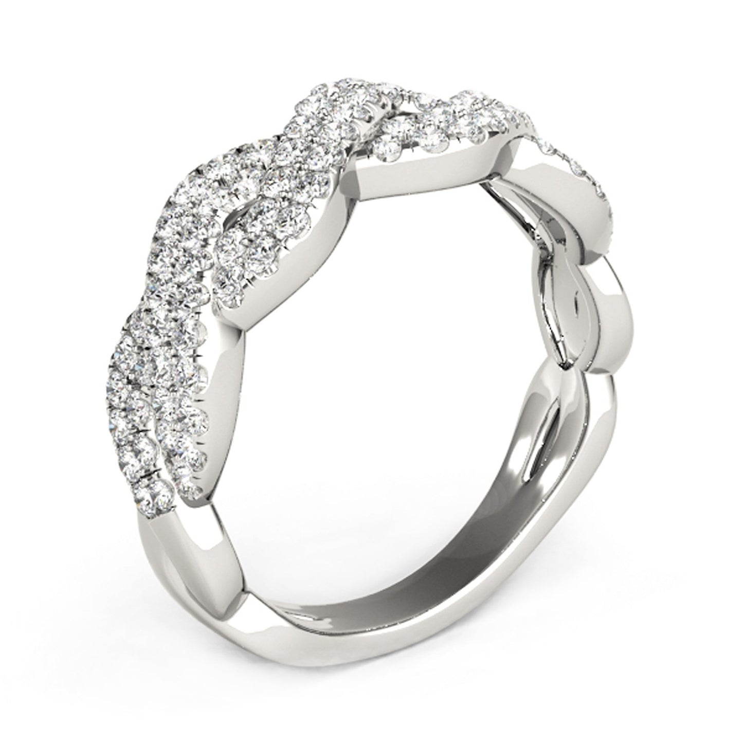 Diamond Studded Interlocking Waves Ring in 14k White Gold (5/8 cttw) - The Best Accessory