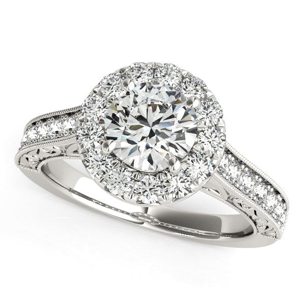 14k White Gold Round Diamond Engagement Ring with Stylish Shank (1 5/8 cttw) - The Best Accessory