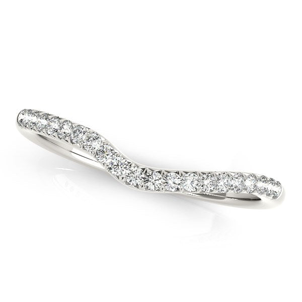 14k White Gold Curved Pave Diamond Wedding Ring (1/4 cttw) - The Best Accessory