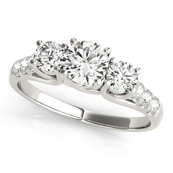 14k White Gold Trellis Set 3 Stone Round Diamond Engagement Ring (1 1/8 cttw) - The Best Accessory