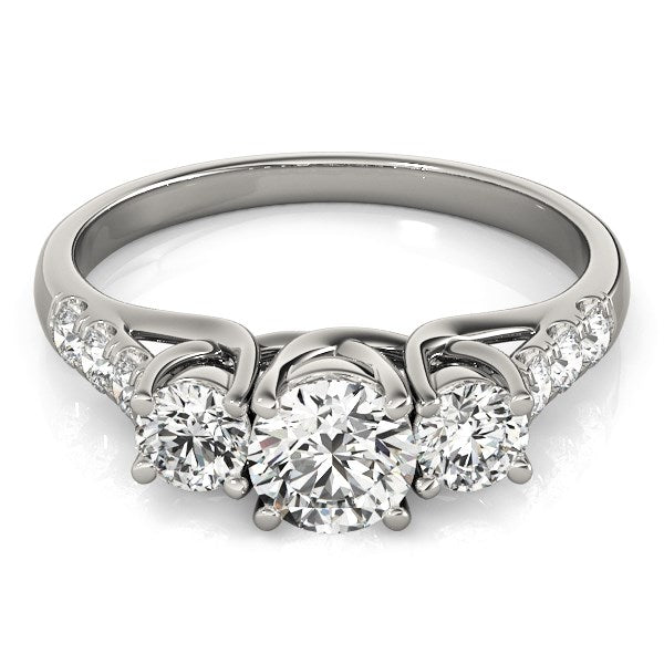 14k White Gold Trellis Set 3 Stone Round Diamond Engagement Ring (1 1/8 cttw) - The Best Accessory