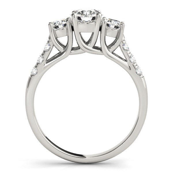 14k White Gold Trellis Set 3 Stone Round Diamond Engagement Ring (1 1/8 cttw) - The Best Accessory