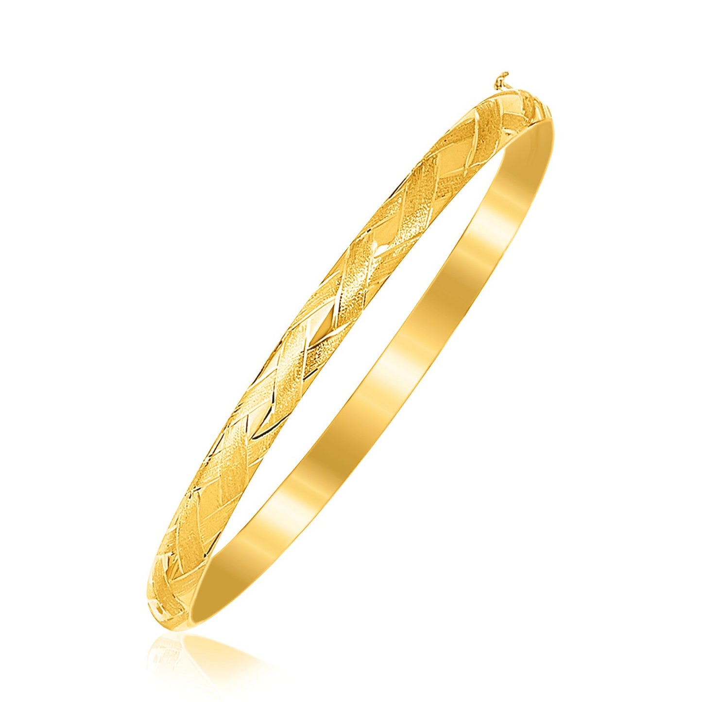 14k Yellow Gold Childrens Bangle with Diamond Cuts (5.50 mm) - The Best Accessory
