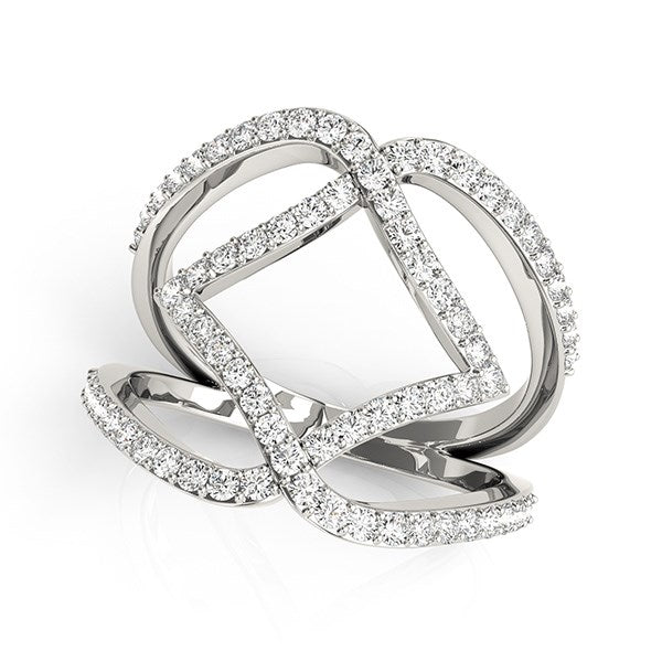 14k White Gold Entwined Design Diamond Dual Band Ring (3/4 cttw) - The Best Accessory