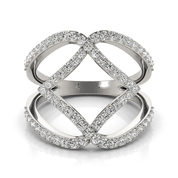 14k White Gold Entwined Design Diamond Dual Band Ring (3/4 cttw) - The Best Accessory