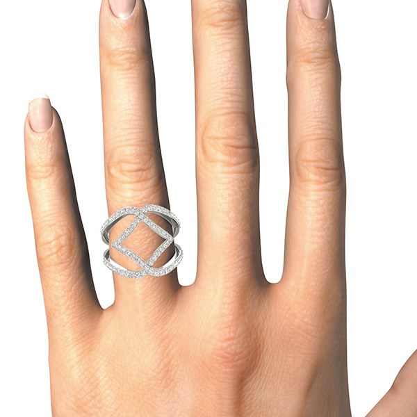 14k White Gold Entwined Design Diamond Dual Band Ring (3/4 cttw) - The Best Accessory